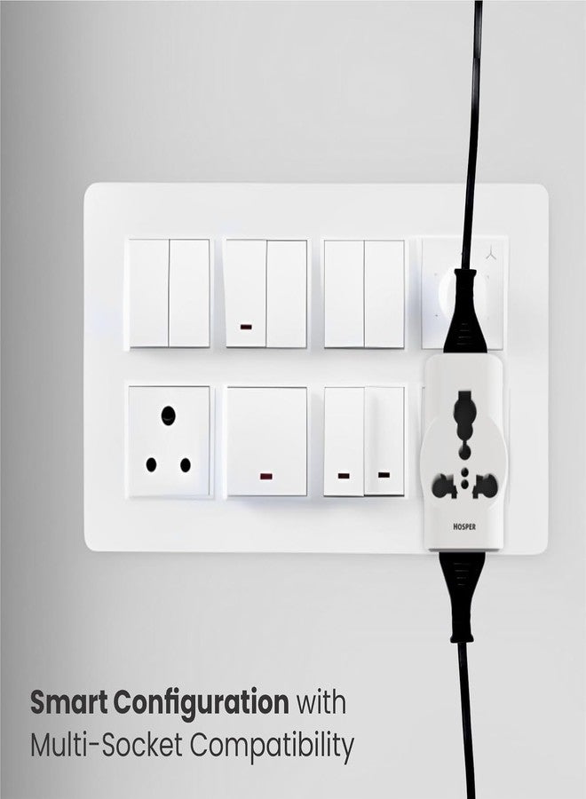 Hosper 6A to 16A Converter Plug | Truly Universal Multi Plug Power Adapter | 3 Pin Adapter Socket for Heavy Duty Appliances | Universal Socket Converter - White - Image 3